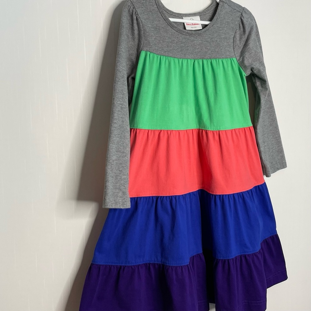 Hanna Andersson Girls Tiered Color block Twirl Power LS Dress Size 5 110 cm - Picture 4 of 12